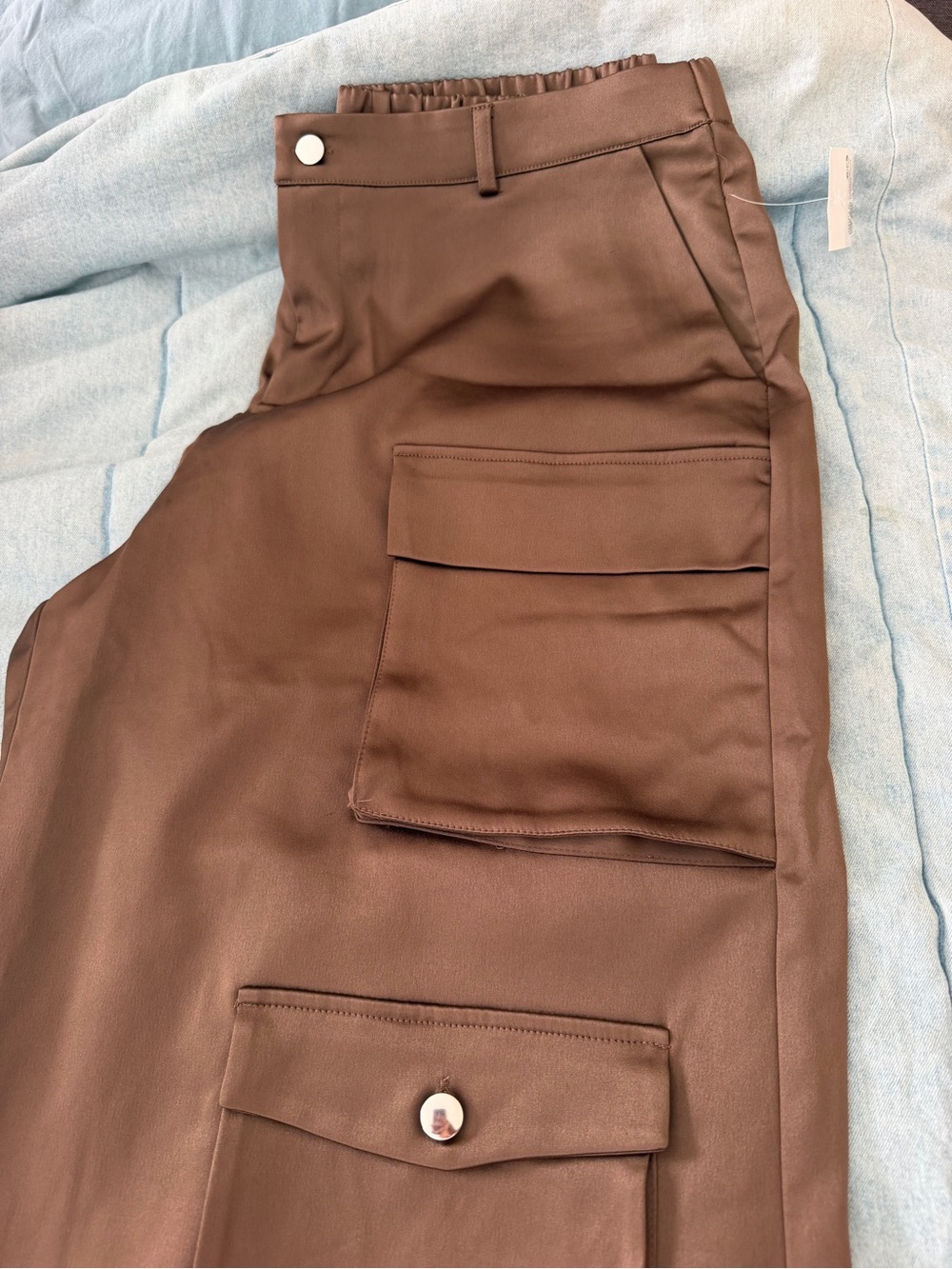 Forever 21 Brown Wide-Leg Cargo Jumpsuit Pants - Picture 5 of 5